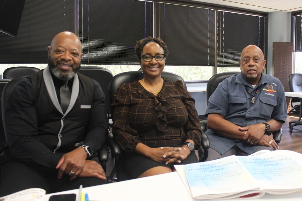 Austin's trauma recovery center will be operated by the African American Youth Harvest Foundation. From left, leadership includes Clinical Director Calvin A. Kelly, Program Director GeNell Gary, and Michael Lofton, the foundation's president, CEO and founder. (Ben Thompson/Community Impact)