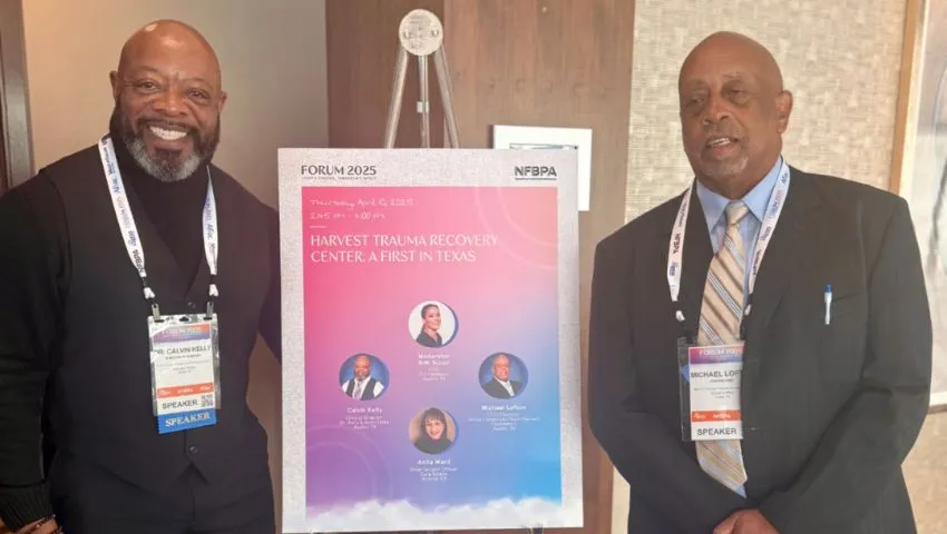Dr. Calvin Kelly and Michael Lofton attend 2025 National Forum for Black Public Administrators. Image credit: African American Youth Harvest Foundation.